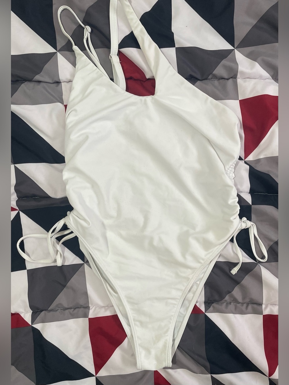Kids White One-Piece Swimsuit with Side Ties